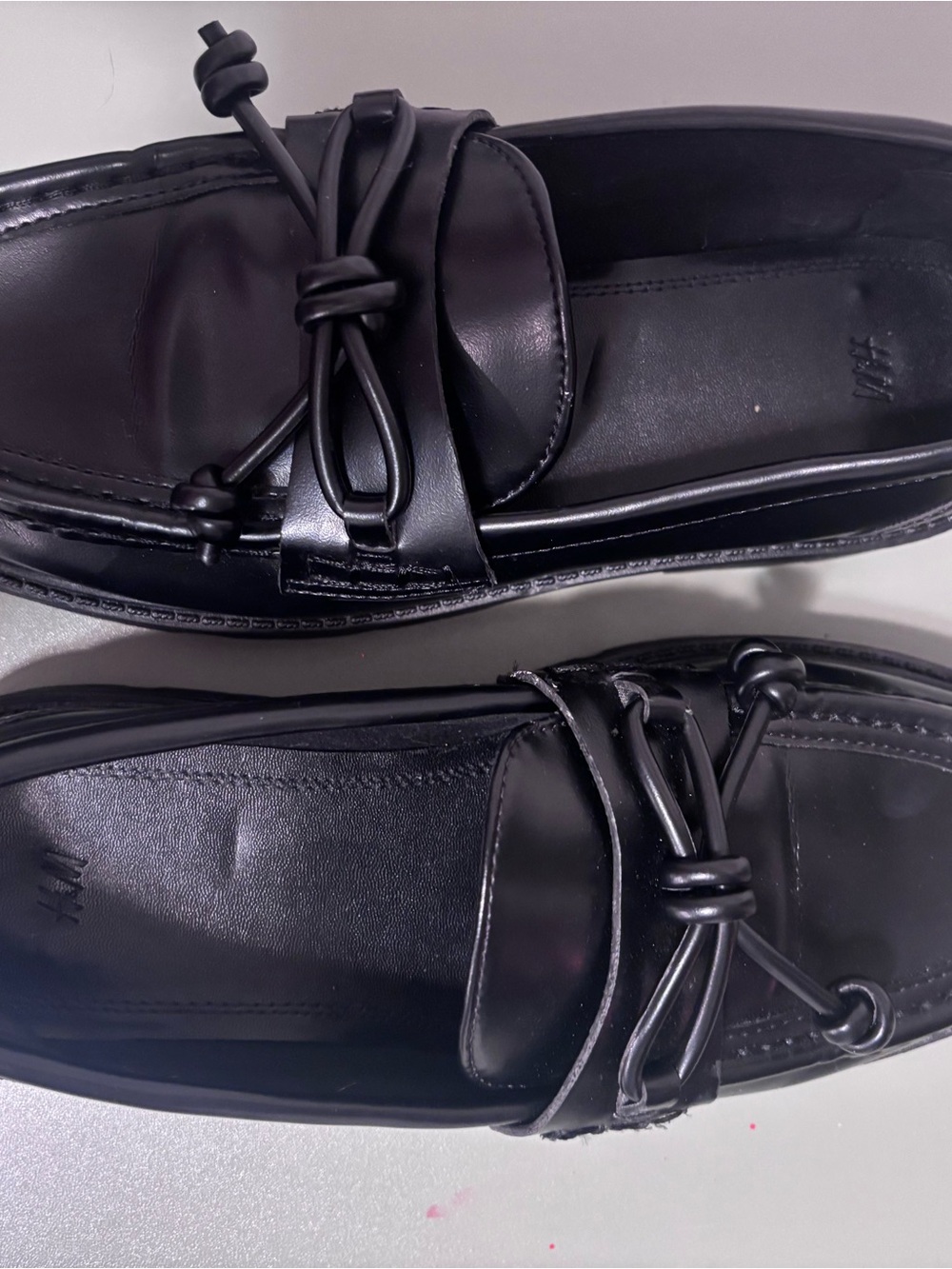 H&M Black Knot-Detail Leather Loafers